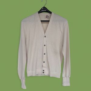 The Fox Collection Vintage Men’s Cream Cardigan Sweater Size L